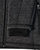 A men's heather bonded fleece jacket in dark grey, featuring a zippered front and ribbed cuffs.