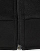 A black men's jacquard fleece jacket featuring a front zipper and ribbed cuffs. It has a logo on it.