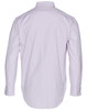 A light purple men's button-up Oxford shirt with long sleeves and a standard collar, featuring a logo on the back.