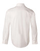 A white men's long-sleeve button-up shirt with a self-stripe design. Features a collar and button cuffs.