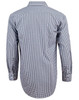 A men's long-sleeve shirt featuring a navy and white gingham check pattern, with roll-up sleeves and a logo.