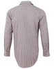 A men's long-sleeve shirt featuring a brown and white gingham check pattern. The shirt has a brand logo.