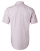 A short-sleeve men's button-up shirt in a light purple mini check pattern with a smooth back design.