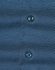 Men's long-sleeve button-up shirt in navy with a pin dot pattern and contrasting buttons. Features branding.