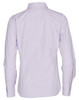 A lilac women's button-up shirt featuring long sleeves and a back view design, with a logo present.