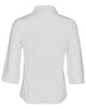 A white women's Cooldry 3/4 sleeve shirt with a collar and a plain design, featuring a branding logo.