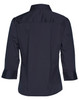 A women's 3/4 sleeve military shirt in navy, featuring a classic collar and back yoke design. Includes a logo.
