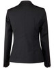 A black ladies' wool blend stretch cropped jacket with a one-button closure and tailored fit, featuring a sleek back design.