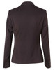 A fitted black women's one-button cropped jacket with a tailored back design and buttoned cuffs.