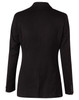 A black women's cropped jacket with a single button and long sleeves, featuring a tailored back design.