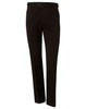 Men's stretch wool blend pants in black, featuring a classic design and a waistband with a button closure, includes branding.