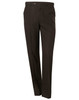 Men's polyviscose stretch pants in dark brown, featuring a classic design and a front button closure.