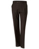 Men's polyviscose stretch pants in dark brown, featuring a tailored fit and a waistband with a button closure.