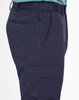 Men's utility cargo pants in navy, featuring side pockets and a modern fit. Includes a branding logo.