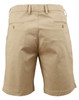 Men's stretch cotton chino shorts in beige, featuring two back pockets and a logo. Suitable for casual wear.