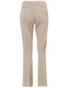 Beige women's chino pants viewed from the back, featuring a fitted design and two back pockets.
