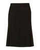 A black women's pleated skirt made from wool stretch fabric, featuring a straight cut and side zip.