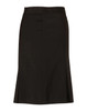 A black pleated skirt made from wool stretch fabric, featuring a tailored fit and a subtle slit.