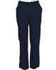 Men's solid colour scrub pants in navy blue with pockets and a drawstring waistband. Features a logo.