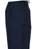 Men's solid colour scrub pants in navy, featuring pockets and an adjustable waistband. Includes a branding logo.