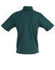 A dark green children's traditional polo shirt featuring a classic collar and short sleeves, with a logo on the chest.