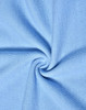 A close-up view of light blue poly/cotton pique knit fabric with a textured weave, showcasing its softness and drape.