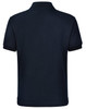A navy blue men's polo shirt featuring a classic design and a branded logo.
