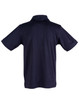 A navy blue men's cotton polo shirt with a short-sleeve design and a collar, featuring a logo on the back.