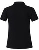 A black short sleeve polo shirt featuring a polo collar and a logo on the back.