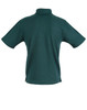 A dark green short sleeve polo shirt with a collar and a logo. The back features a simple design.