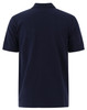 A navy blue men's cotton stretch polo shirt featuring a classic design and a logo on the back.
