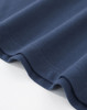 A navy cotton stretch polo shirt displayed flat, showcasing the fabric texture and stitching details.