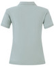A ladies cotton stretch polo in a soft green colour, featuring a collared design and short sleeves.