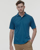 A men's polo shirt in a rich blue colour, featuring a classic collar and short sleeves, with a logo on the chest.