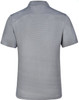 A grey men's polo shirt with a stylish design, featuring a collar and short sleeves. It has a logo present.