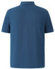 A blue men's polo shirt with a short sleeve and a collar, featuring a logo on the side.
