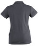 A grey ladies' polo shirt with a classic collar and short sleeves, featuring a branding logo.