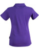 A purple ladies' polo shirt featuring a collared neckline and short sleeves, with a brand logo at the hem.