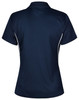 A ladies' polo shirt in navy with contrast piping, showcasing a sleek and sporty design. It features a logo.