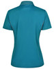 A teal ladies' polo shirt with short sleeves, featuring a contrasting trim and a logo.