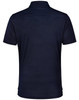 A navy blue men's polo shirt featuring a collared design and a logo on the front.