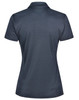 A grey ladies' polo shirt featuring a collar and a logo on the back. Made from bamboo charcoal fabric.