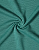 A textured fabric in a rich teal colour, showcasing a subtle grid pattern. There is a logo present.