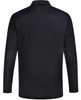 A long-sleeve polo shirt in black with a collar and a logo on the chest.