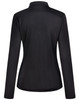 A black long-sleeve polo shirt for women with a fitted design and a collar, featuring a logo.