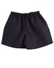 Adult microfibre shorts in black, featuring an elastic waistband and a drawstring, with a simple branding logo.