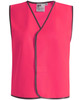 A pink safety vest with contrasting trim, designed for visibility and safety wear. Features a simple, sleeveless design.