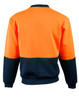 A hi-vis two-tone safety windcheater in orange and navy, featuring a logo on the back.
