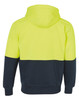 A two-tone hooded fleece jacket featuring a high visibility yellow upper and a navy lower section, with a hood at the back.