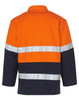 A Hi-Vis two-tone safety jacket featuring orange and navy blue colours, with reflective 3M tape stripes.
